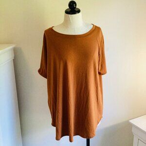 Zenana Women's Rust Orange Relaxed Fit Short Sleeve Tunic Top Size 3X